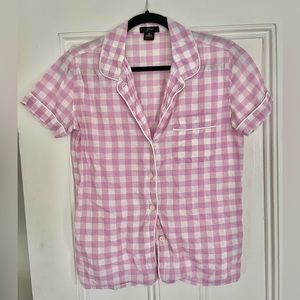 J. Crew Buttoned Pajama Shirt Top gingham